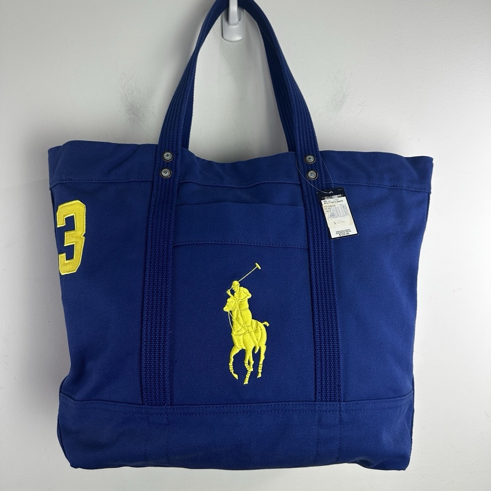 Ralph Lauren Polo Tote #3 Canvas Bag Vintage Limited Edition Pony Logo Blue NWT